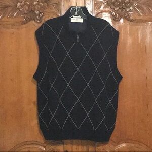Fairway and Greene Mens 1/4 Zip  Argyle Wool Wind Vest